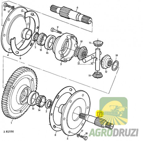 Вал бортової лівий Z21/23 John Deere Z27546