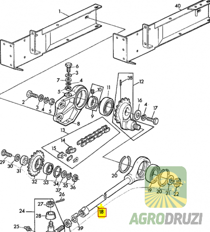 Шатун тяга приводу коси L=750mm John Deere AZ32107