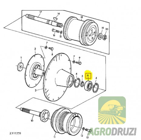 Підшипник відкритий 3308 ZKL JOHN DEERE AP19769