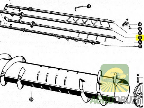 Трубка шнека з пальцями 1930мм (жатка 3м) CLAAS 611431