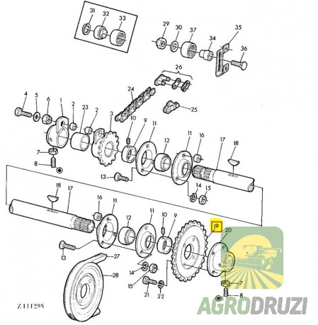 Зірочка жатки Z33 (JAG) на 4 отвори John Deere Z30556