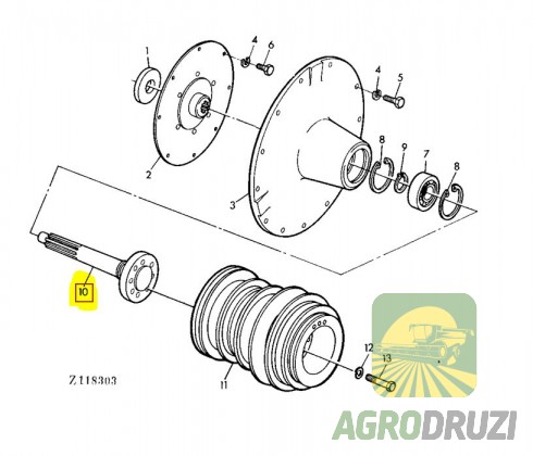 Вал муфти перевантаження з флянцем 320мм John Deere Z11746