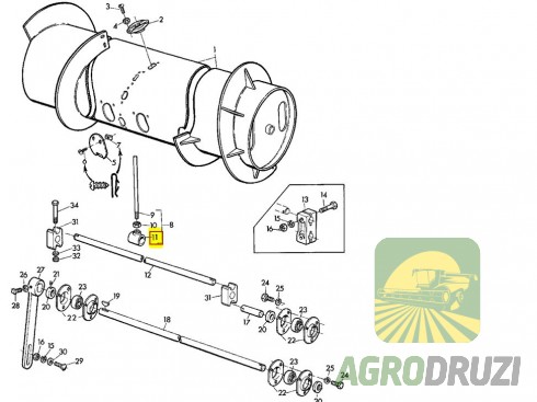 Втулка пальця шнека (з двох частин) d=25mm Tarmo John Deere AZ20696