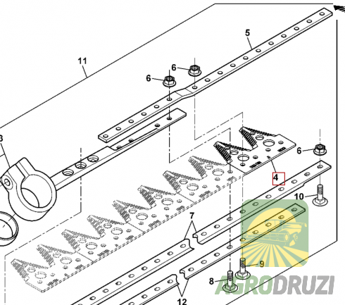 Сегмент подвійний жатки John Deere H163131 USA
