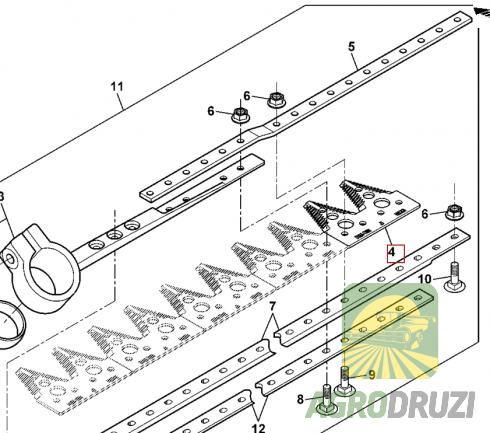 Сегмент подвійний жатки John Deere H163131