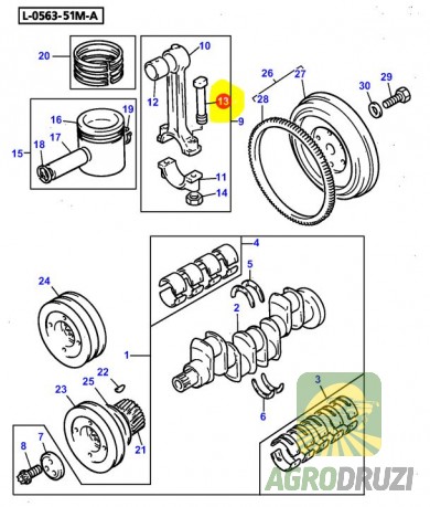 Болт шатуна+гайка двигуна Perkins 4.236, 6.354 (міцність 10.9) 4222485M1