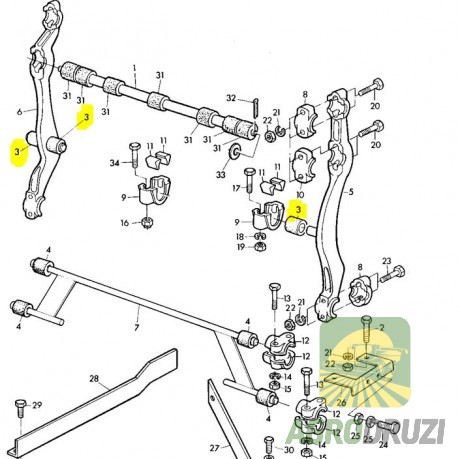 Втулка гумова (AGV) 17x38x39 John Deere P49545
