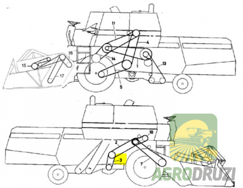 Ремінь нижній віялки 17x1286La Agrobelts MF 621262M1 767057