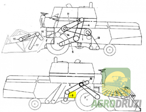 Ремінь нижній віялки 17x1286La Agrobelts MF 621262M1