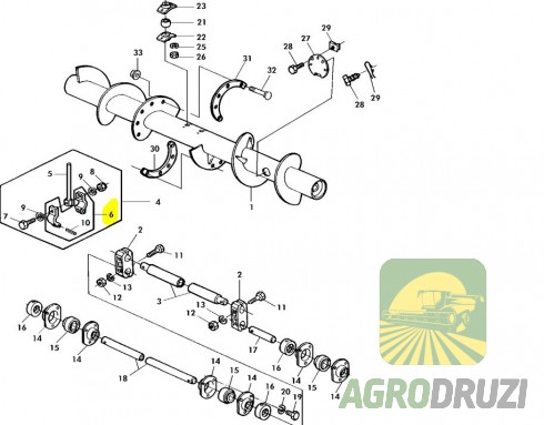 Кріплення пальця шнека (під палець без квадрата) John Deere AH107066